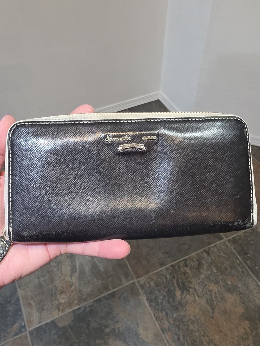 Samantha Thavasa Saffiano Bi-Color Deluxe Accordian Zip Long Wallet - MSRP $175